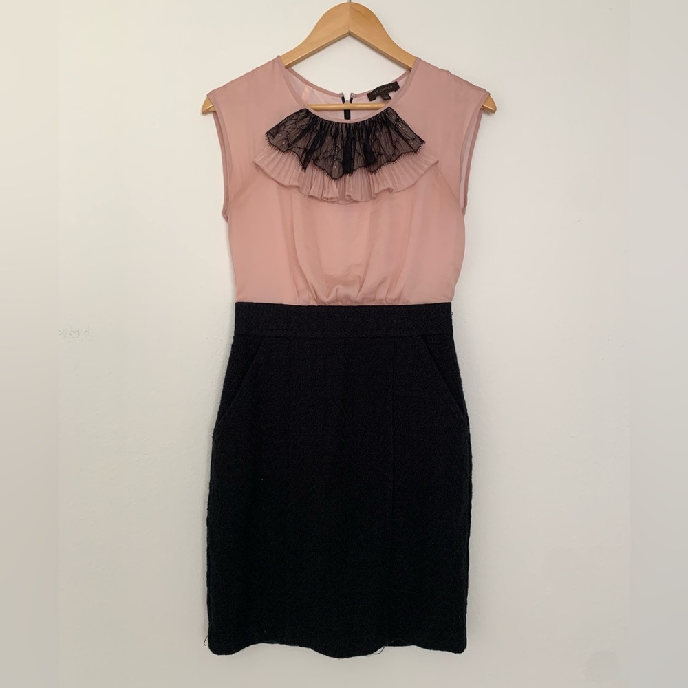The Limited pink ruffle lace front sheath babydoll dress